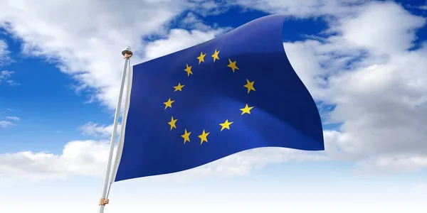 Unione Europea Bandiera Sventolante Illustrazione — Foto Stock