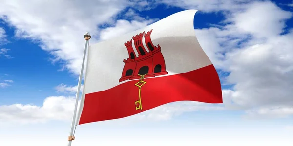 Gibraltar Vinkende Flag Illustration - Stock-foto