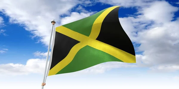 Jamaica Wapperende Vlag Illustratie — Stockfoto