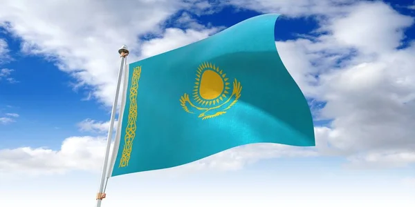 Kazachstan Wapperende Vlag Illustratie — Stockfoto
