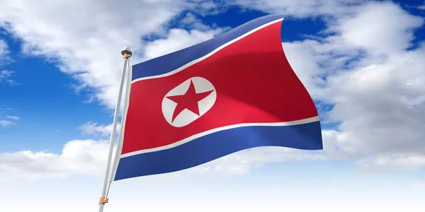 Coreia Norte Acenando Bandeira Ilustração — Fotografia de Stock