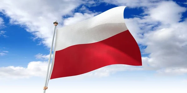 Polska Flaga Machająca Ilustracja — Zdjęcie stockowe