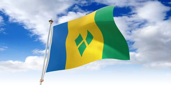 São Vicente Granadinas Bandeira Ondulada Ilustração — Fotografia de Stock