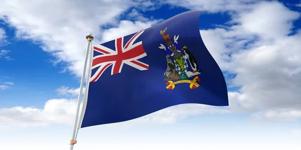 South Georgia South Sandwich Islands Waving Flag Illustration — Stock Photo, Image