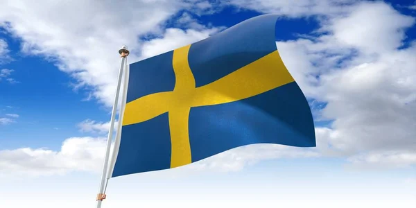 Sverige Vinka Flagga Illustration — Stockfoto