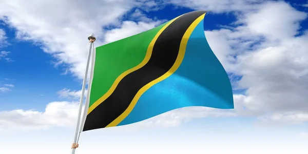 Tanzania Ondeando Bandera Ilustración — Foto de Stock
