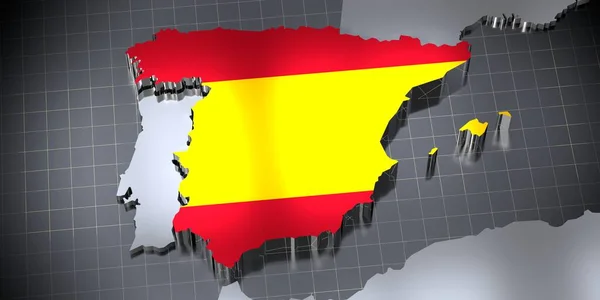 Spagna Confini Nazionali Bandiera Illustrazione — Foto Stock