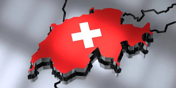 Schweiz Ländergrenzen Und Flagge Illustration — Stockfoto