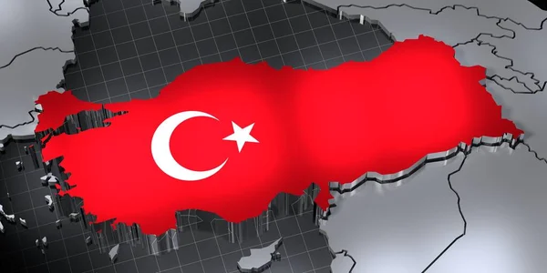 Turkey - country borders and flag - 3D illustration
