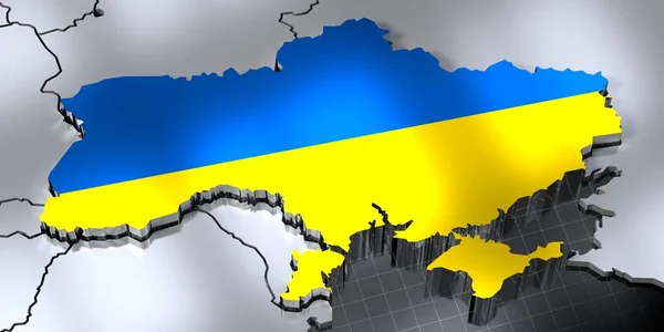 Ucrania Fronteras Los Países Bandera Ilustración —  Fotos de Stock