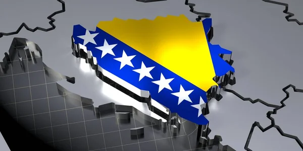 Bosnien Ländergrenzen Und Flagge Illustration — Stockfoto