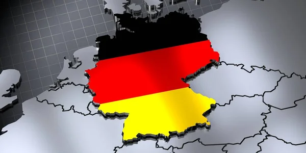 Tyskland Landgränser Och Flagga Illustration — Stockfoto