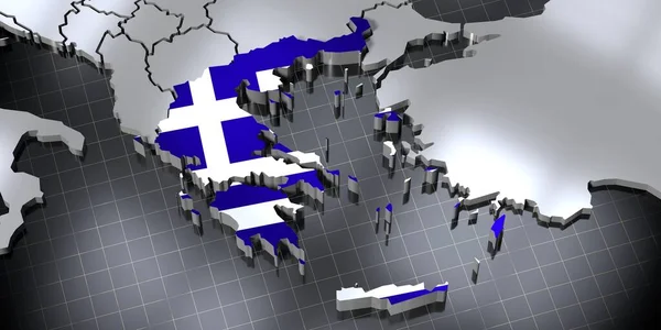 Grecja Granice Kraju Flaga Ilustracja — Zdjęcie stockowe