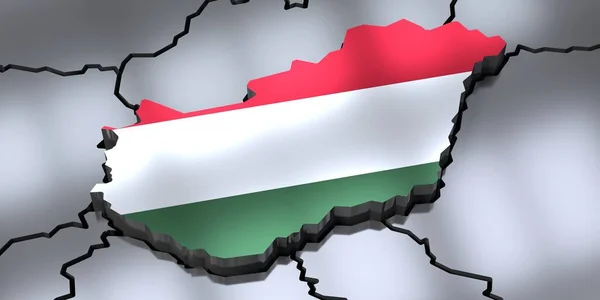 ハンガリー 国の国境と旗 3Dイラスト — ストック写真