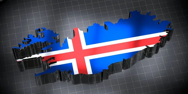 Islanda Confini Nazionali Bandiera Illustrazione — Foto Stock