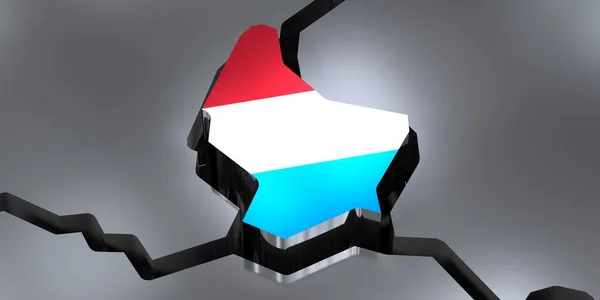 卢森堡 国家边界和国旗 3D图解 — 图库照片