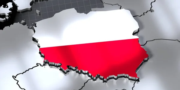 Polsko Hranice Země Vlajka Ilustrace — Stock fotografie