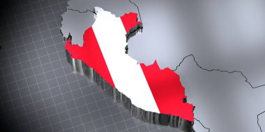 Peru - sınırlar ve bayrak - 3D illüstrasyon