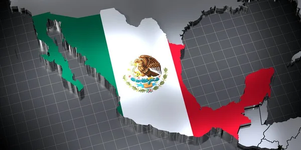 Meksyk Granice Kraju Flaga Ilustracja — Zdjęcie stockowe