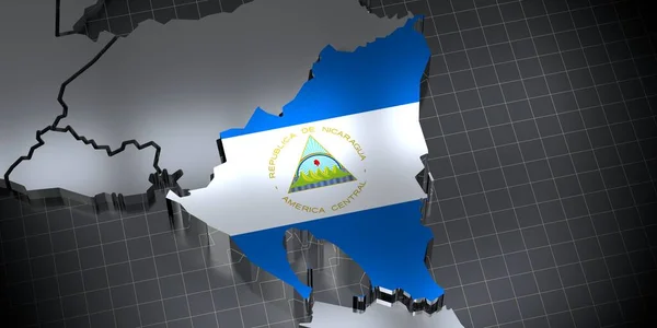 Nicaragua Ländergrenzen Und Flagge Illustration — Stockfoto