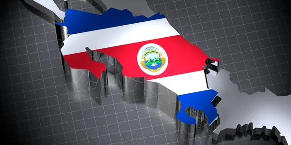 Costa Rica Fronteiras País Bandeira Ilustração — Fotografia de Stock