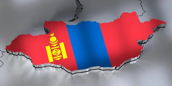 Mongolia Granice Flaga Ilustracja — Zdjęcie stockowe
