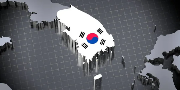 Coreia Sul Fronteiras Bandeira Ilustração — Fotografia de Stock