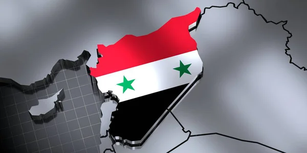Síria Fronteiras Bandeira Ilustração — Fotografia de Stock
