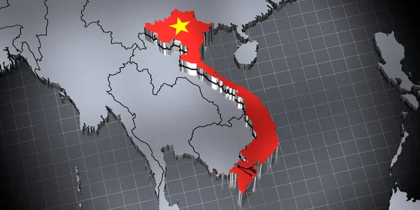 ベトナム 国境と旗 3Dイラスト — ストック写真