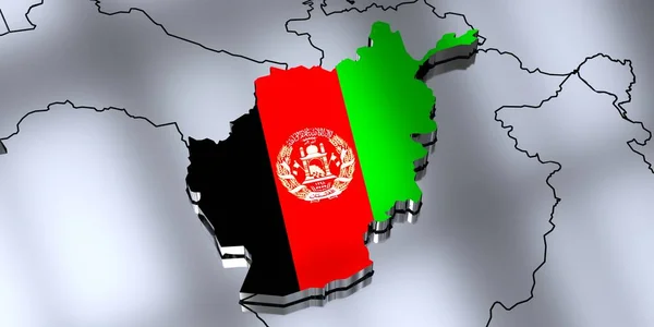 Afganistán Fronteras Bandera Ilustración — Foto de Stock