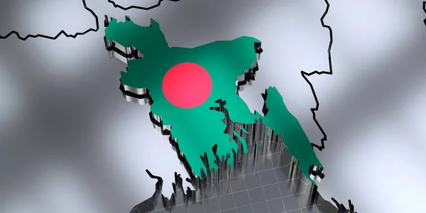 Bangladesh Fronteiras Bandeira Ilustração — Fotografia de Stock