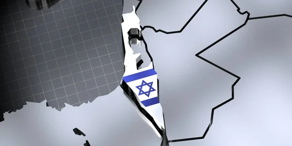 Israel Grenzen Und Flagge Illustration — Stockfoto