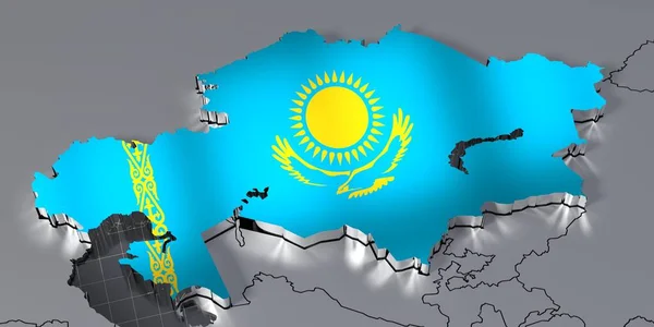 Kazajstán Fronteras Bandera Ilustración — Foto de Stock