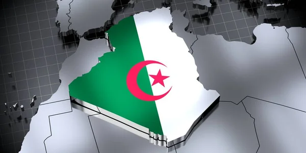 Αλγερία Σύνορα Και Σημαία Εικονογράφηση — Φωτογραφία Αρχείου