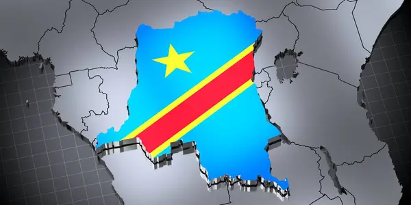 República Democrática Del Congo Fronteras Bandera Ilustración — Foto de Stock