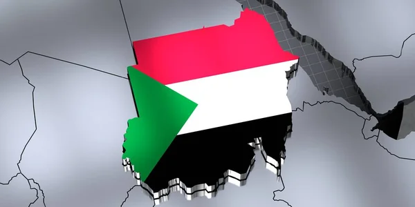 Sudan Sınırlar Bayrak Illüstrasyon — Stok fotoğraf
