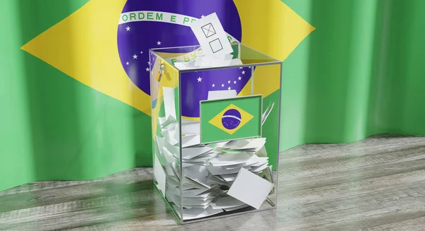 ブラジル 投票箱 選挙の概念 3Dイラスト — ストック写真