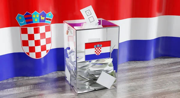Chorvatsko Volební Urna Hlasování Volební Koncept Ilustrace — Stock fotografie