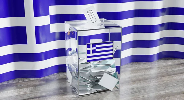 Grecja Urna Wyborcza Głosowanie Koncepcja Wyborów Ilustracja — Zdjęcie stockowe