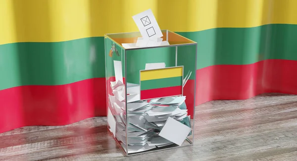 Lituania Ballot Box Voting Election Concept Illustration — стокове фото
