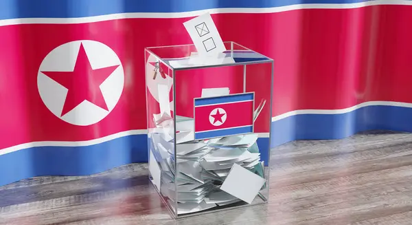 Noord Korea Stembus Stemmen Verkiezingsconcept Illustratie — Stockfoto