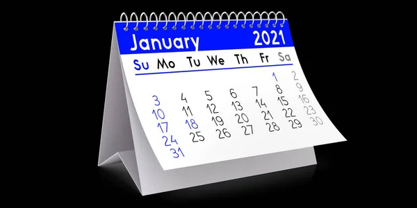 Enero 2021 Calendario Tabla Ilustración — Foto de Stock