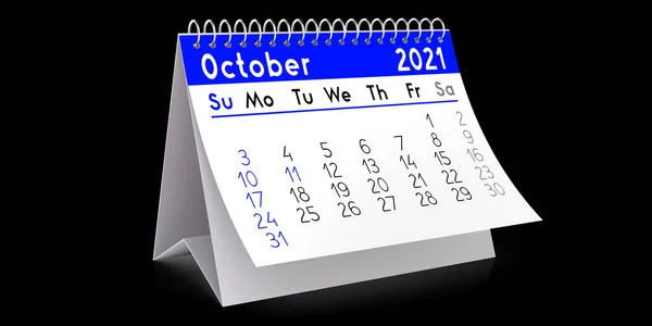 Octubre 2021 Calendario Tabla Ilustración — Foto de Stock