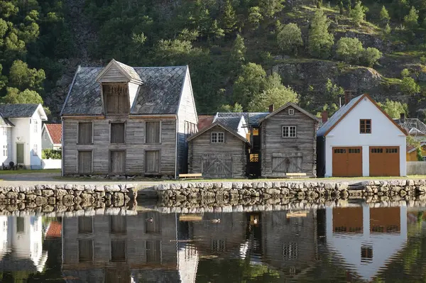 Casas Madera Noruegas Verano — Foto de Stock