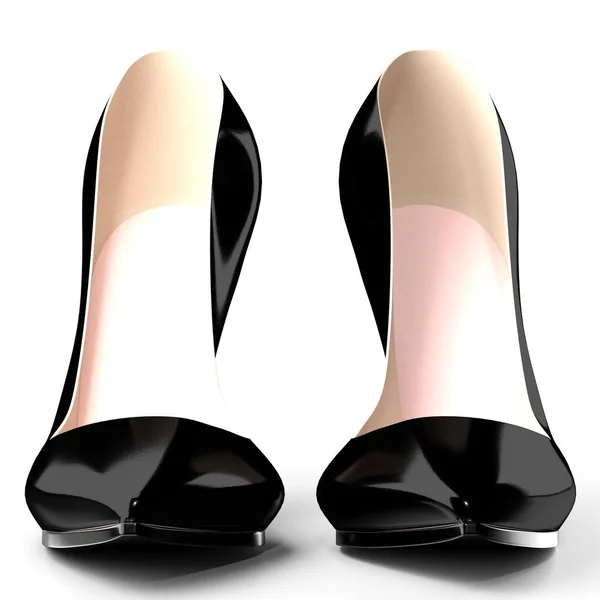 黑色高跟鞋 3D插图 — 图库照片