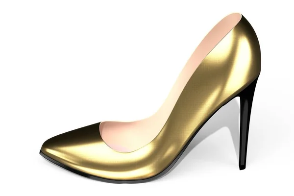 Zapato Tacón Alto Dorado Ilustración — Foto de Stock