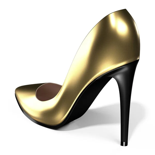 Goldener Schuh Mit Hohem Absatz Illustration — Stockfoto