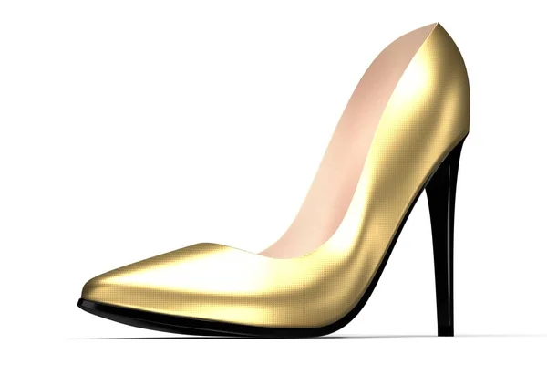 Sapato Salto Alto Dourado Ilustração — Fotografia de Stock