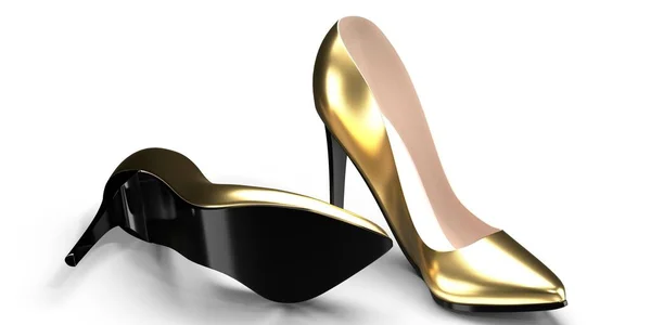 Sapatos Salto Alto Dourados Ilustração — Fotografia de Stock