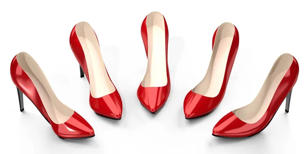 Kırmızı Yüksek Topuklu Ayakkabılar Boyutlu Illüstrasyon — Stok fotoğraf